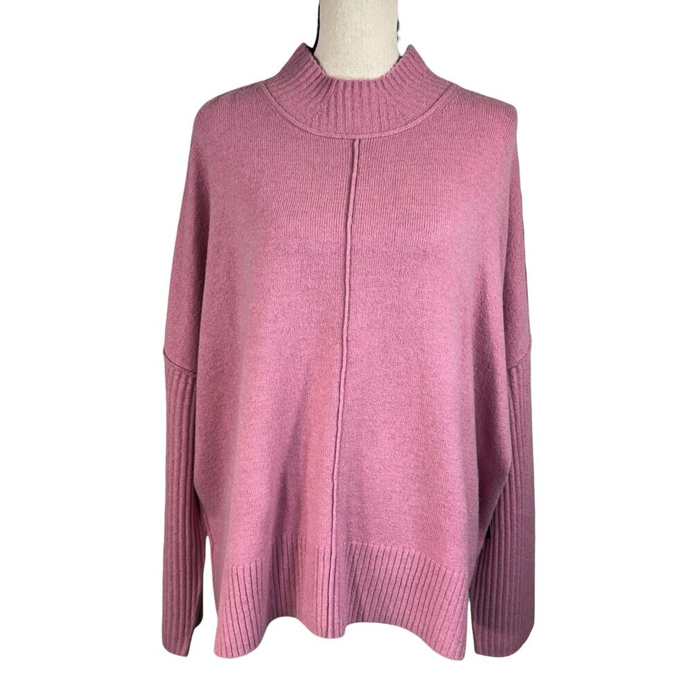 Simply Vera Vera Wang XX-Large Sweater Oversized Boxy Mock Neck Long Sleeve Pink